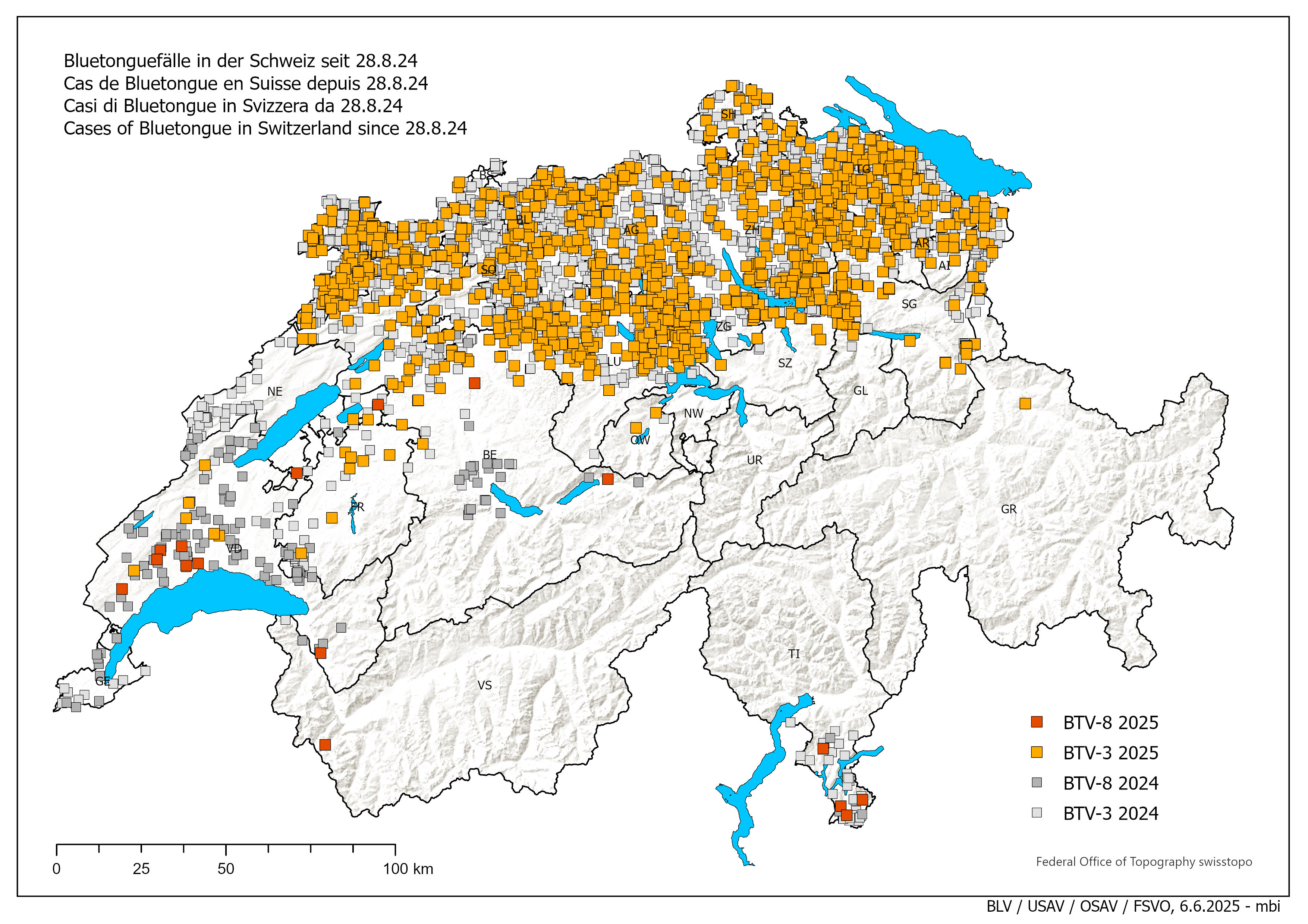Bluetonguefälle in der Schweiz